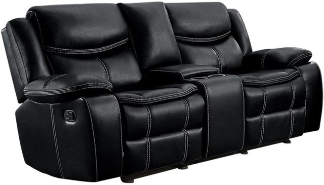 Homelegance® Bastrop Black Double Manual Glider Reclining Loveseat-0