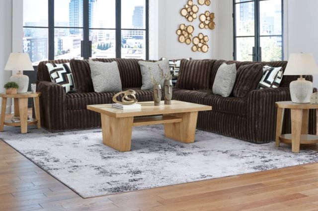 Signature Design by Ashley® Midnight-Madness 3-Piece Chocolate Curved Sectional-1