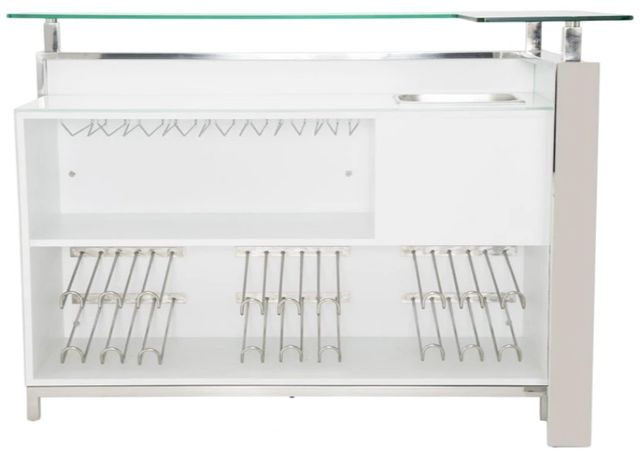Michael Amini® State St. Glossy White/Stainless Steel Bar-2
