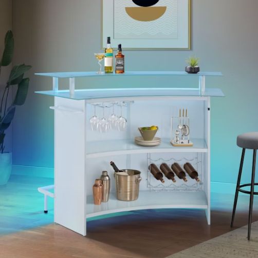 Elements International Valentina White Bar Table-1