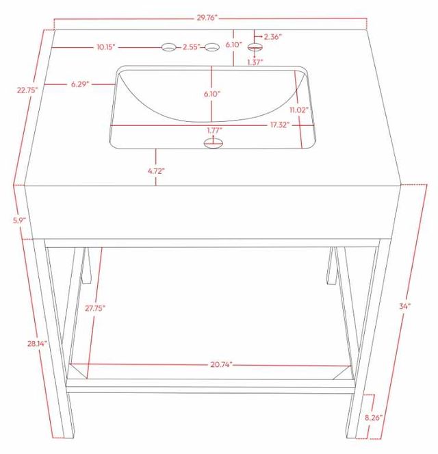 Meridian Furniture Marmo White/Brushed Brass 30" Bathroom Vanity-4