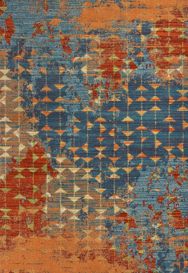 KAS Rugs Illusions Blue/Coral Elements 5'x8' Rug-0
