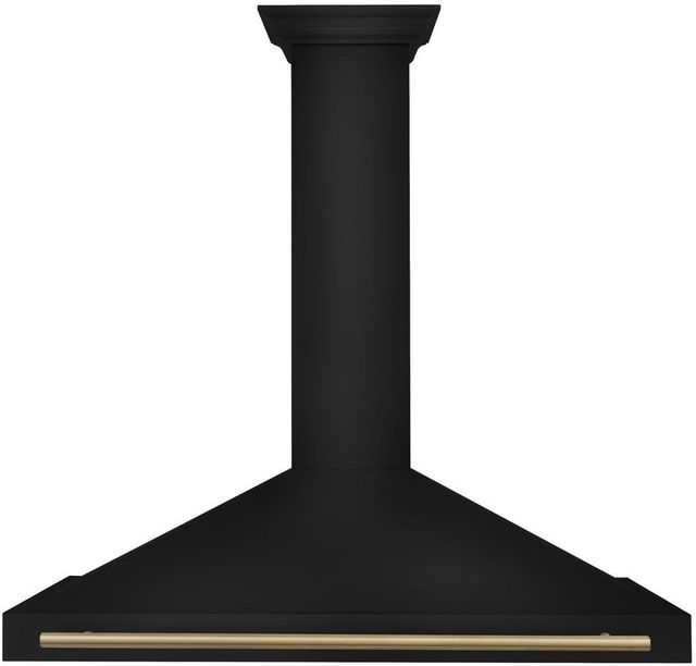ZLINE Autograph Edition 48" Black Stainless Steel Wall Mounted Range Hood with Champagne Bronze Handle-0