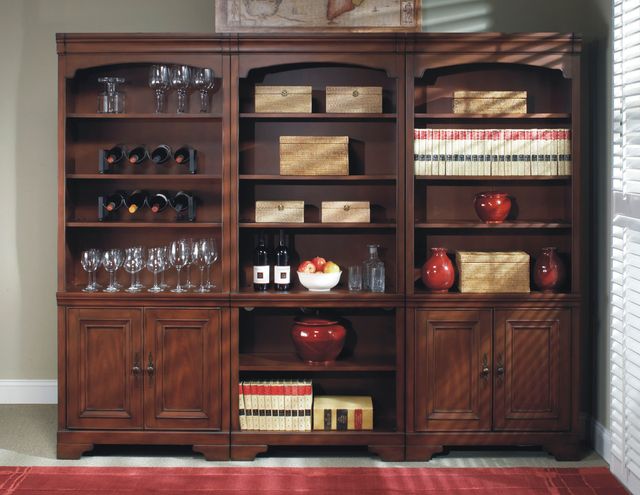 Aspenhome® Richmond Brown Burgundy Door Bookcases-3