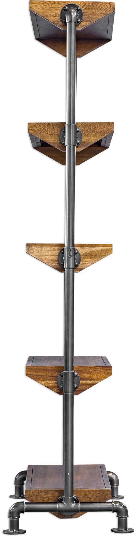Uttermost® Rhordyn Aged Gunmetal/Light Walnut Etagere-4