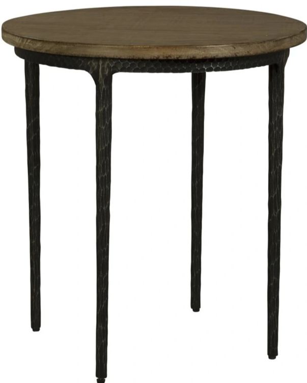 Nest Home Collections Chloe Antique Natural End Table with Black Base-0