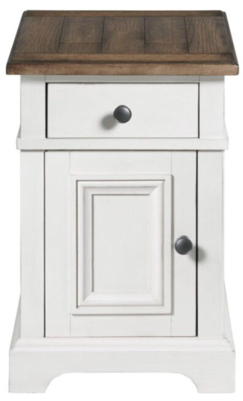 Intercon Drake French Oak 22" Chairside Table with Rustic Gray Base-1