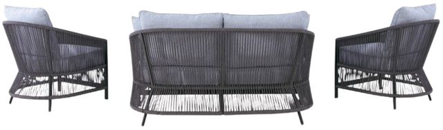 Signature Design by Ashley® Bridges Beach 4-Piece Black/Gray Aluminum/Fabric Outdoor Conversation Set-3