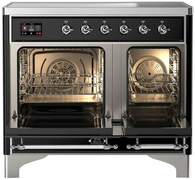Ilve® Majestic III 40" Graphite Matte Pro Style Induction Range with Solid Door and Chrome Trim-1