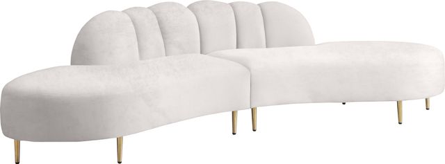 Meridian Furniture Divine 2-Piece Cream Upholstered Curved Sectional Chaise-0