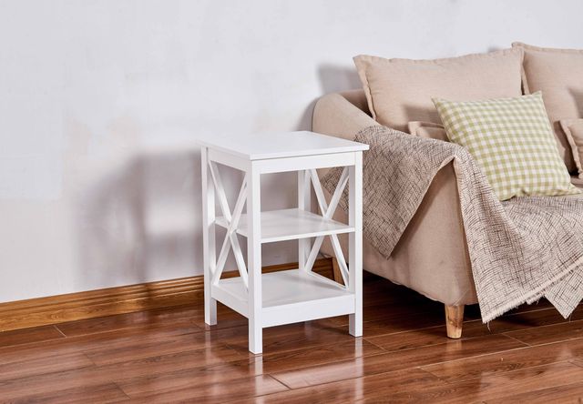 Milton Green Stars White X-Side Panel End Table-0