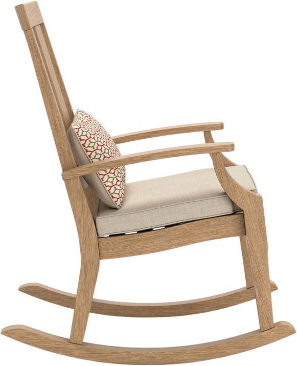 Signature Design by Ashley® Clare View Beige Fabric/Teak Outdoor Rocking Chair-2