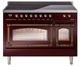 Ilve® Nostalgie II Noblesse 48'' Burgundy Pro Style Induction Range with Burnished Trim-0