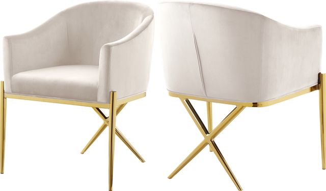 Meridian Furniture Xavier Cream/Gold Velvet Dining Chair-3