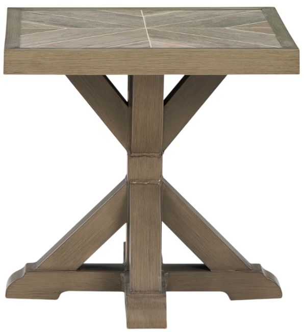 Signature Design by Ashley® Laguna Heights Beige Aluminum/Porcelain Outdoor End Table-2