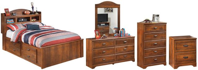 Signature Design by Ashley® Barchan 5-Piece Medium Brown Full Bookcase Bed Set-0