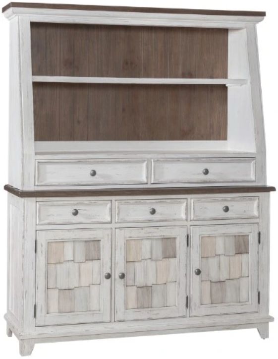 Liberty Furniture River Place Riverstone White Server and Hutch-0