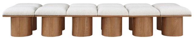Meridian Furniture Pavilion 12-Piece Cream/Walnut 108" Modular Bench Set-1