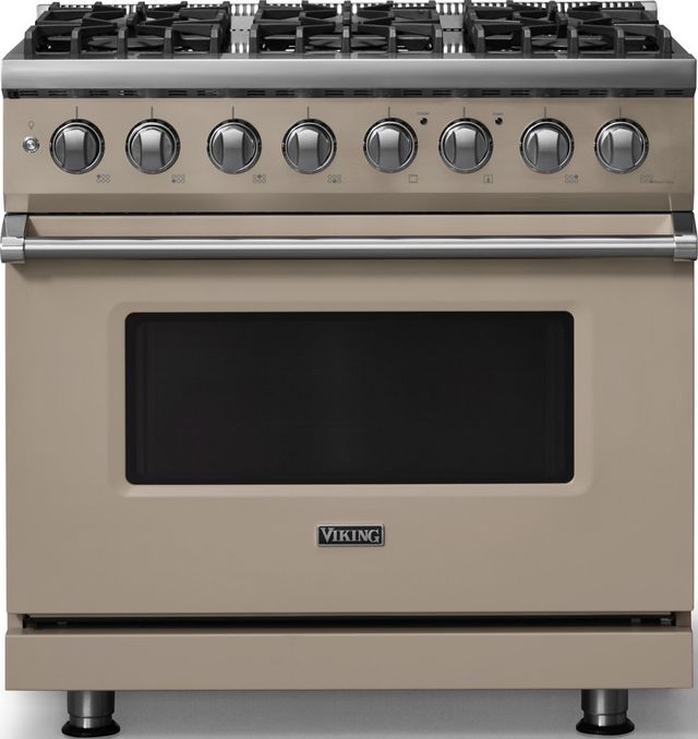 Viking® 5 Series 36" Nantucket Pro Style Dual Fuel (NG) Range with Polished Chrome Trim-0