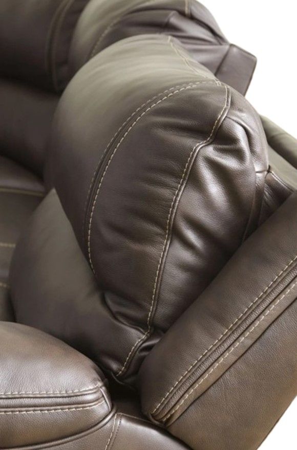 Signature Design by Ashley® Dunleith 3-Piece Chocolate Small Spaced Power Reclining Loveseat with Console-3