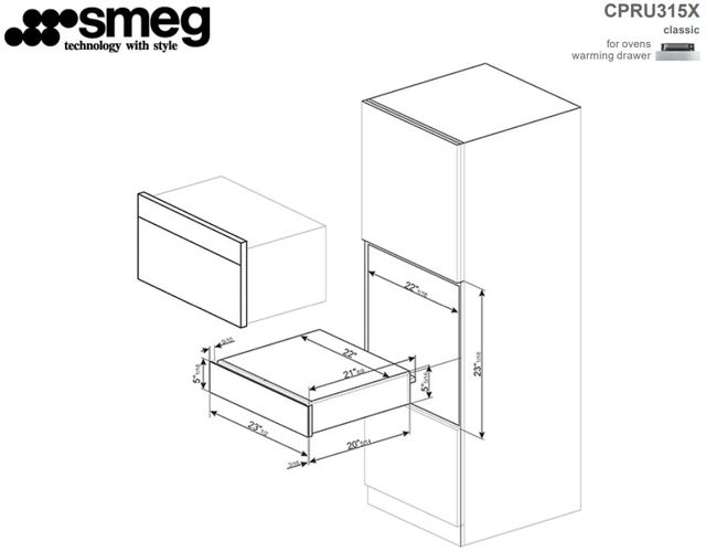 Smeg Classic 24" Fingerprint Proof Brushed Stainless Steel Warming Drawer-1