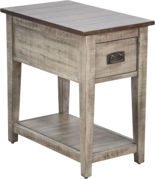 Sunny Designs™ Homestead Hills Tobacco Leaf Chair Side Table with Alpine Gray Base-0