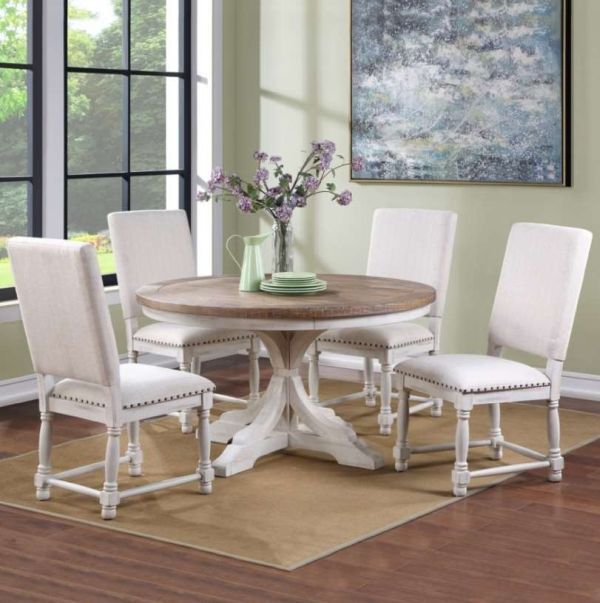 Winners Only® Augusta Gray/White Upholstered Dining Side Chair-1