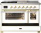Ilve® Majestic III 48" White Pro Style Dual Fuel Liquid Propane Range with 5 Black Brass Burners and Brass Trim-4