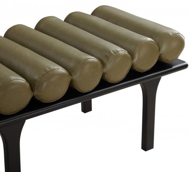 Meridian Furniture Landon Olive/Black Vegan Leather Bench-3