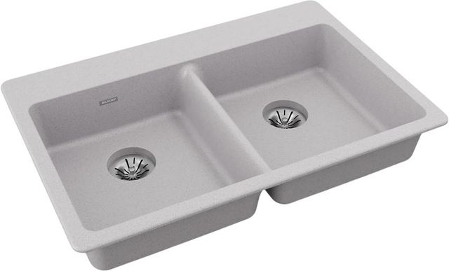 Elkay Quartz Classic® Graystone 33" x 22" x 5-1/2" Double Bowl Drop-In ADA Sink with Perfect Drain®-0