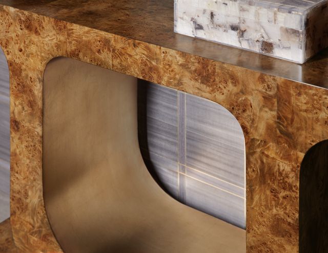 Hooker® Furniture Melange Burlesque Warm Golden Console Table with Gold Plynth  Base-4
