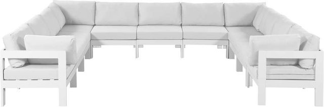 Meridian Furniture Nizuc 11-Piece White Outdoor Patio Modular Sectional Set-0