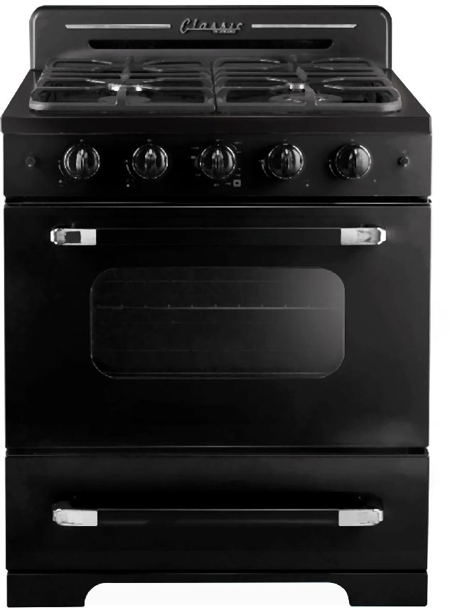 Unique Appliances Classic Retro 30" Midnight Black Slide-In Gas Range-0