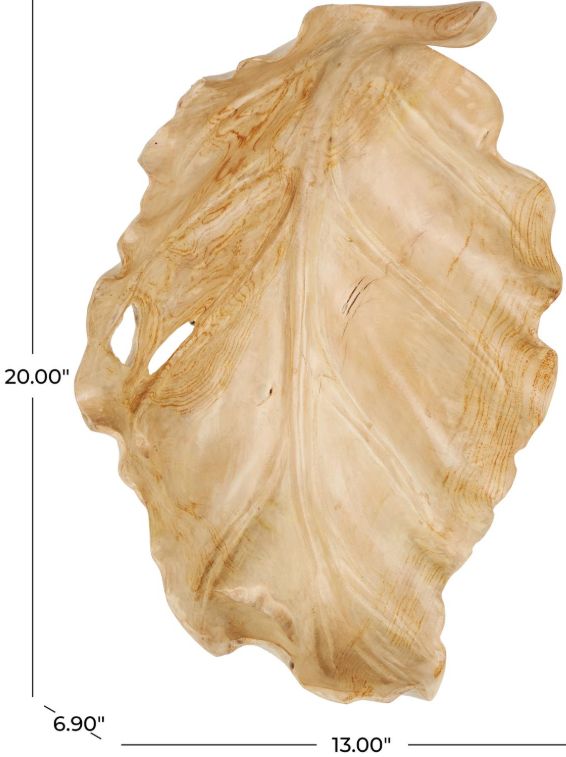 Deco Marche Light Brown Leaf Decor Tray-3