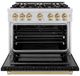 ZLINE Autograph Edition 36" Stainless Steel Pro Style Dual Fuel Range with Black Matte Door and Champagne Bronze Accents-1