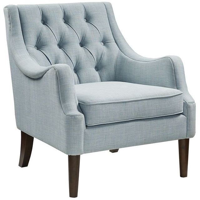 Olliix by Madison Park Dusty Blue Qwen Button Tufted Accent Chair-3
