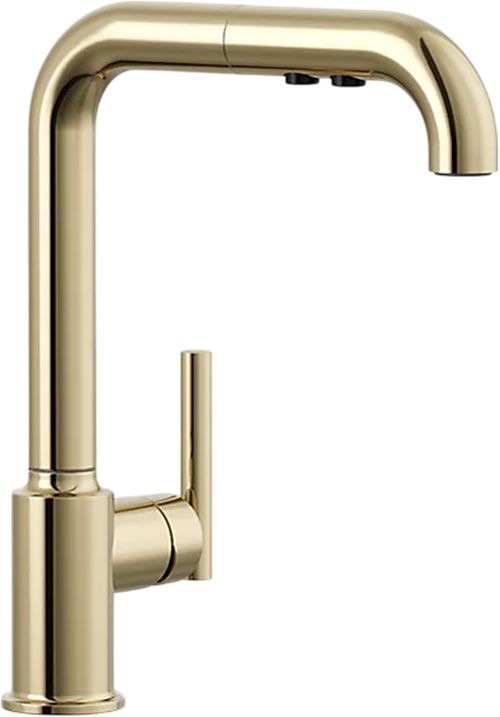 KOHLER® Purist® Vibrant French Gold Kitchen Sink Faucet with 3-Function Sprayhead-0
