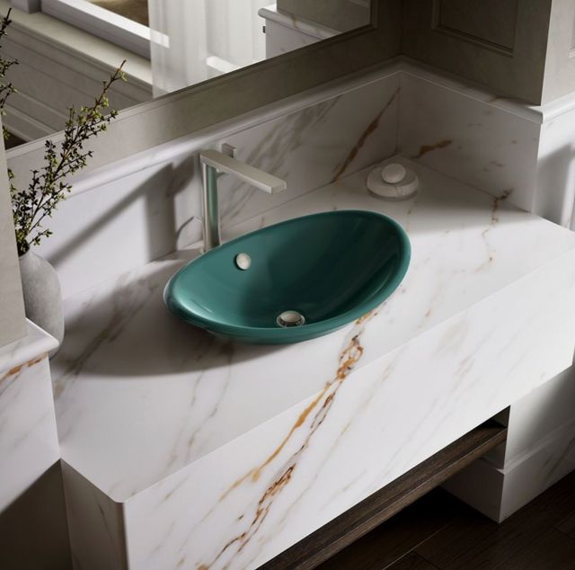 Kohler Iron Plains® Teal 20.75" Oval Vessel Bathroom Sink-2