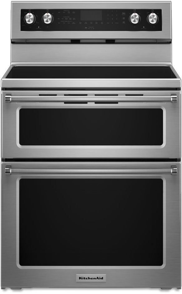 KitchenAid® 30" Stainless Steel Freestanding Electric Double Oven Range-1