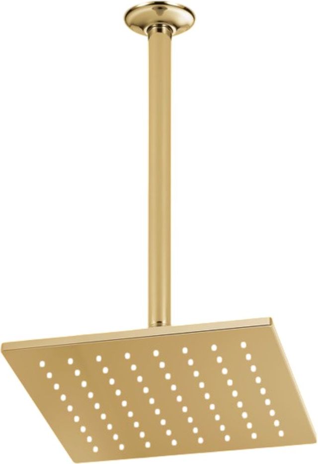 Brizo Essential™ Brilliance® Polished Gold 12" Linear Square Single-Function Raincan Shower Head-1