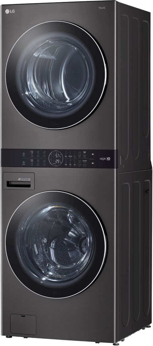 LG 4.5 Cu. Ft. Washer, 7.4 Cu. Ft. Electric Dryer Black Steel Front Load Stack Laundry-2