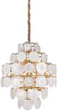 Harp & Finial® Isla Gold/White Frosted Glass Disks Chandelier-0