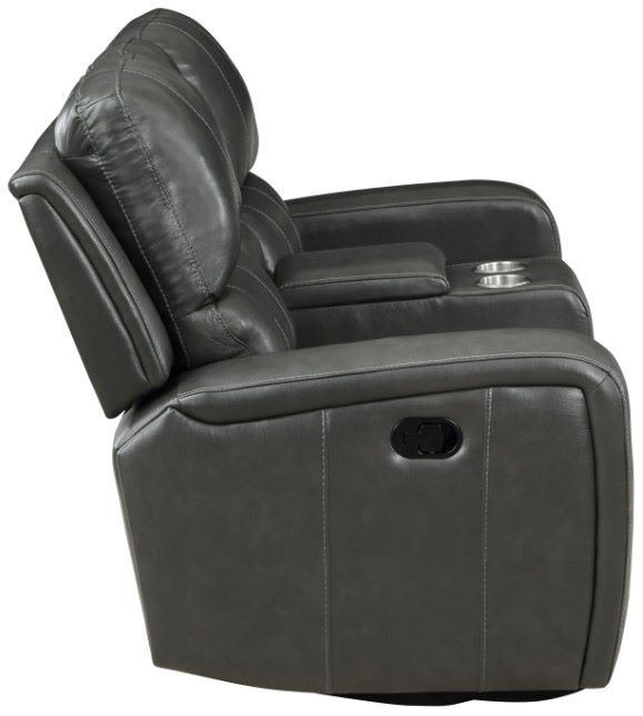 New Classic® Home Furnishings Linton Gray Leather Manual Reclining Console Loveseat-2