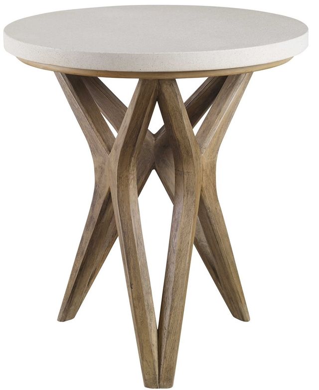Uttermost® Marnie Ivory Limestone Top Side Table with Warm Oatmeal Wash Base-3