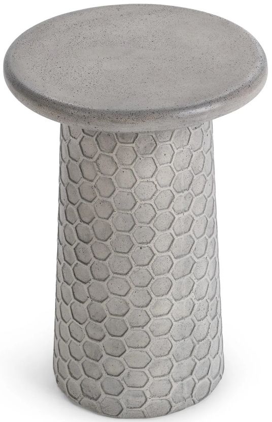 Classic Home Delaine Light Gray 20" Concrete Outdoor Table-2
