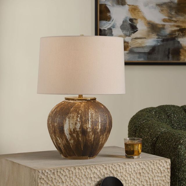 Uttermost® McKinley Textured Chocolate Brown Table Lamp-1