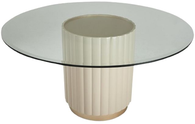 Michael Amini® Malibu Crest Glass Top Round Dining Table with Creamy Pearl Base-1
