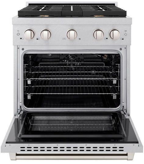 ZLINE 30" Satin Stainless Steel Pro Style Gas Range with 8 Burner Cooktop-1