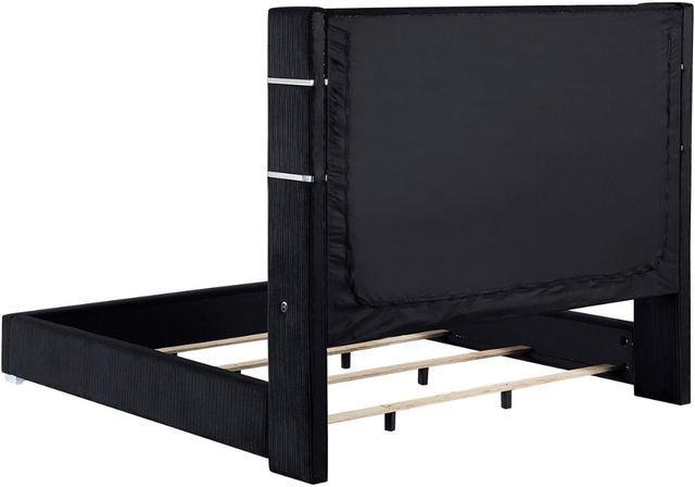 Coaster® Tisdall Black Queen Upholstered Fireplace Panel Bed-2
