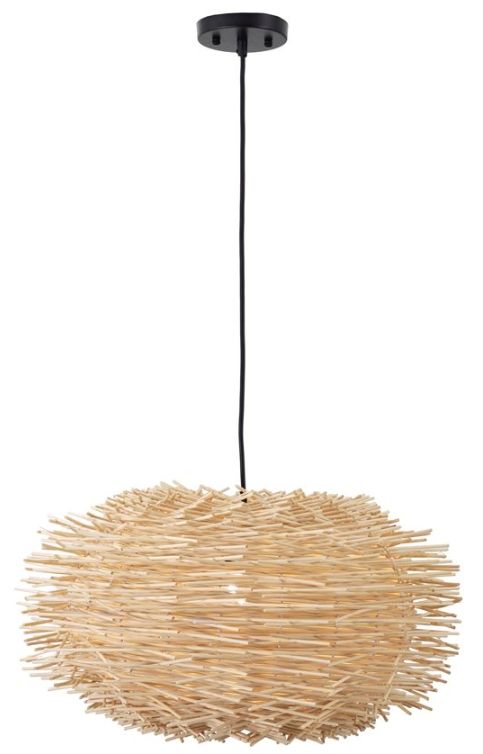 YHD Pua Wicker Beige 1-Light Large Pendant Lighting-2